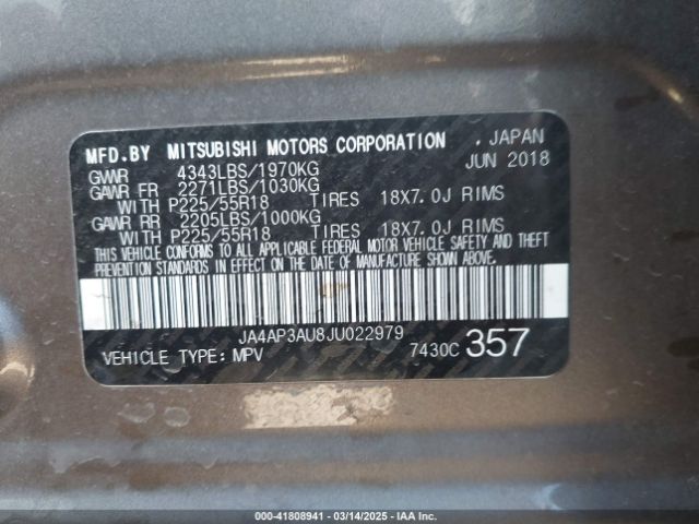 JA4AP3AU8JU022979 Mitsubishi Outlander Sport 2.0 Es/2.0 Le