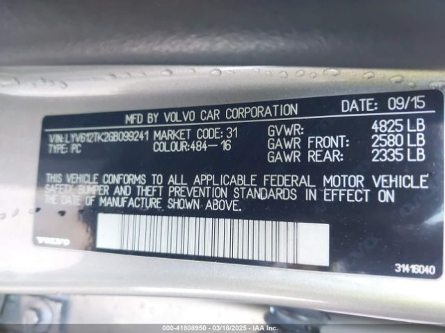 LYV612TK2GB099241 Volvo S60 Inscription T5 Premier