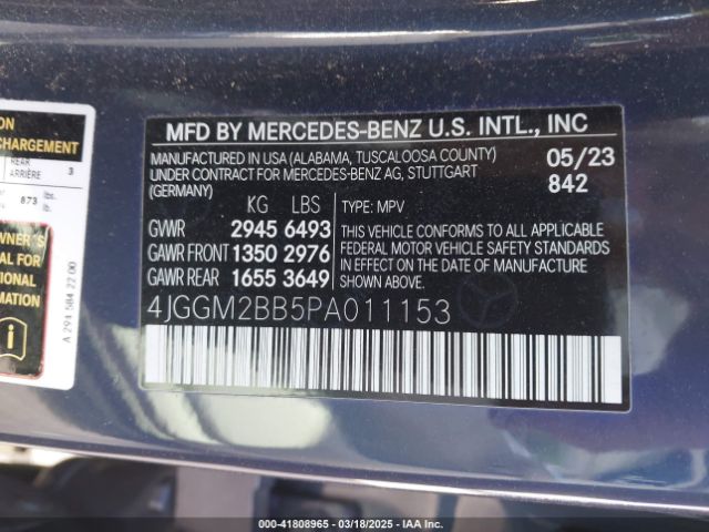 4JGGM2BB5PA011153 Mercedes-Benz Eqe 350+ Suv