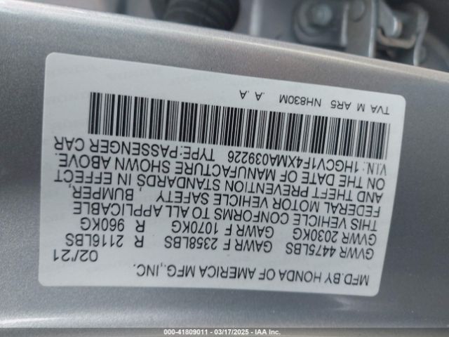 1HGCV1F4XMA039226 Honda Accord Sport Special Edition