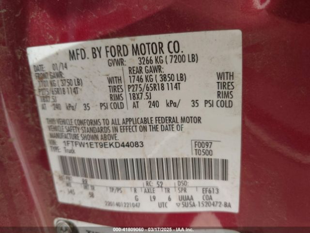 1FTFW1ET9EKD44083 Ford F-150 Fx4
