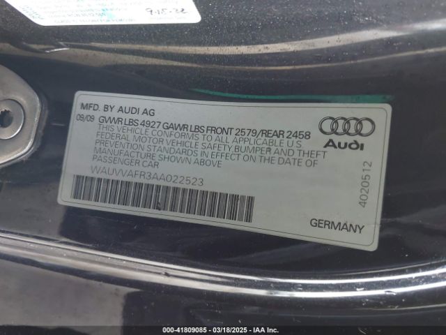 2010 AUDI S5 WAUVVAFR3AA022523 Photo 8
