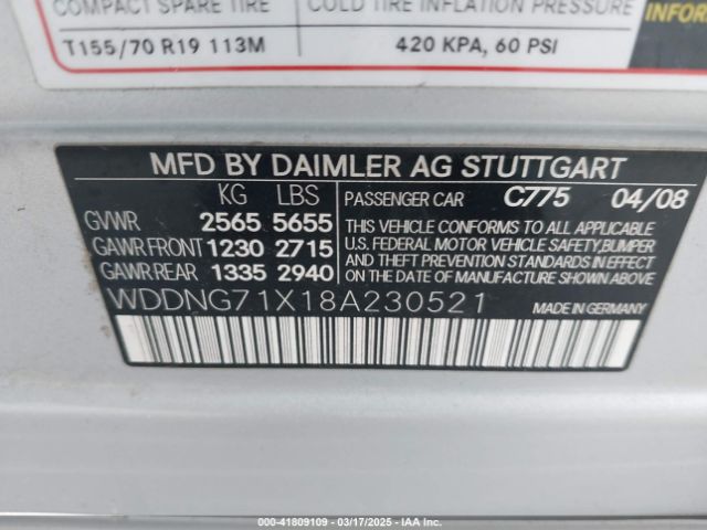 2008 MERCEDES-BENZ S 550 WDDNG71X18A230521 Photo 8