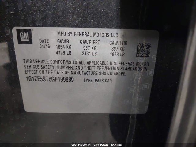 1G1ZE5ST6GF199889 Chevrolet MALIBU 1LT
