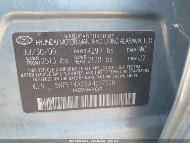 2010 HYUNDAI SONATA 5NPET4AC6AH617596 Photo 8