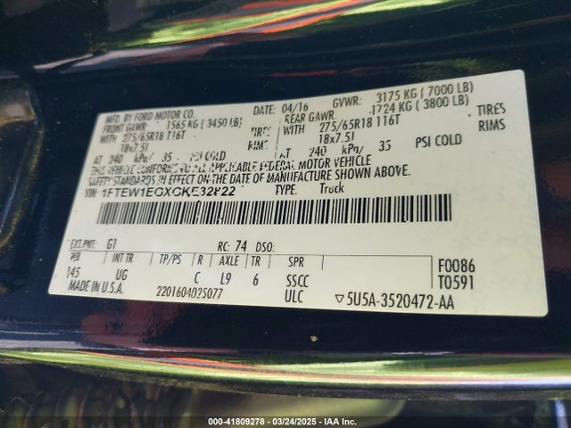 1FTEW1EGXGKE32822 Ford F-150 Xlt