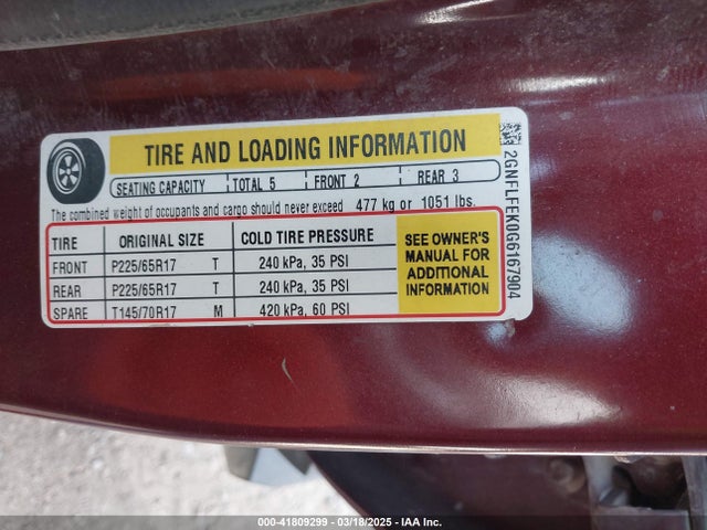 2GNFLFEK0G6167904 Chevrolet lea - e85 max, aluminum