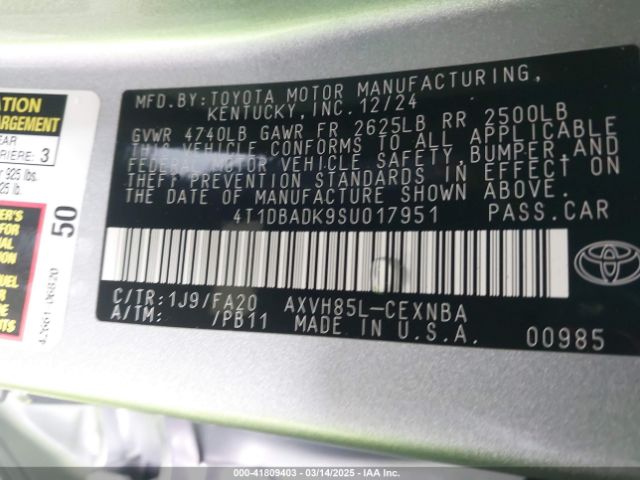 4T1DBADK9SU017951 Toyota CAMRY LE