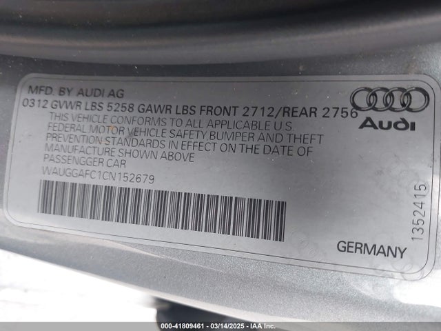 2012 AUDI A6 WAUGGAFC1CN152679 Photo 8