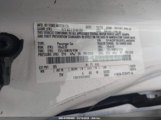 1FADP3N20EL442605 Ford Focus Titanium