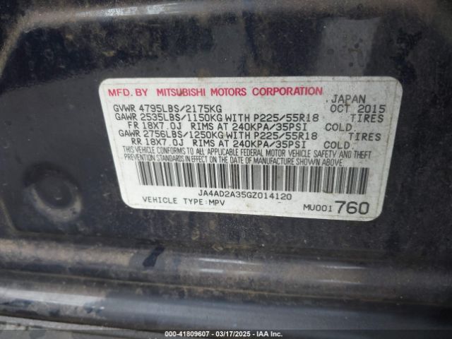 JA4AD2A35GZ014120 Mitsubishi Outlander Es
