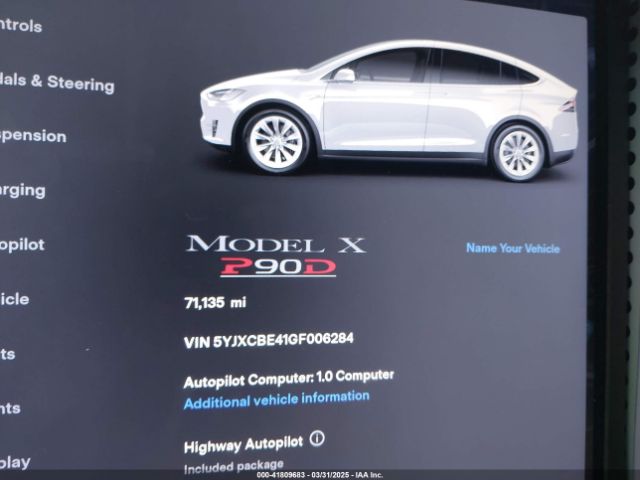 5YJXCBE41GF006284 Tesla Model X 75d/p100d/p90d