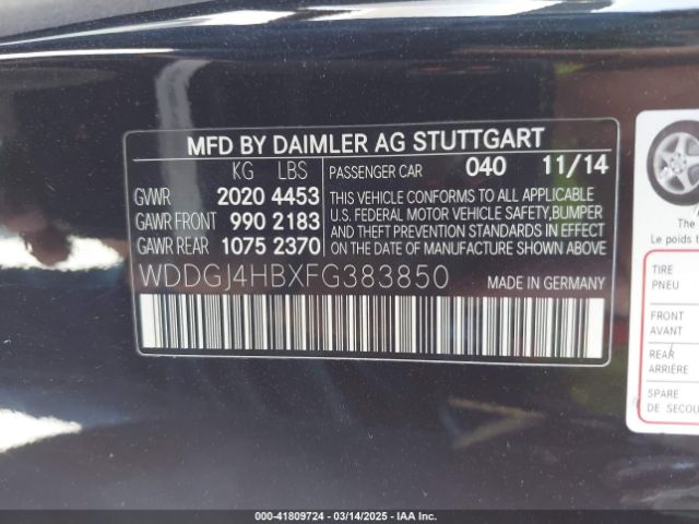 WDDGJ4HBXFG383850 Mercedes-Benz C 250
