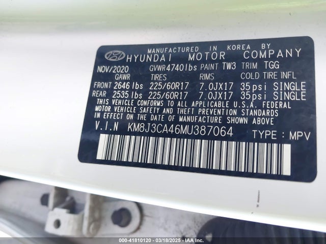 Hyundai Tucson Value 2021 KM8J3CA46MU387064 Image 9