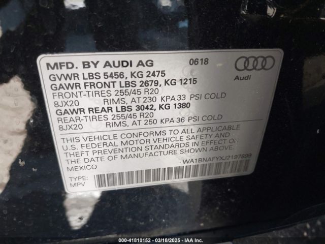 WA1BNAFYXJ2197899 Audi Q5 2.0t Premium/2.0t Tech Premium