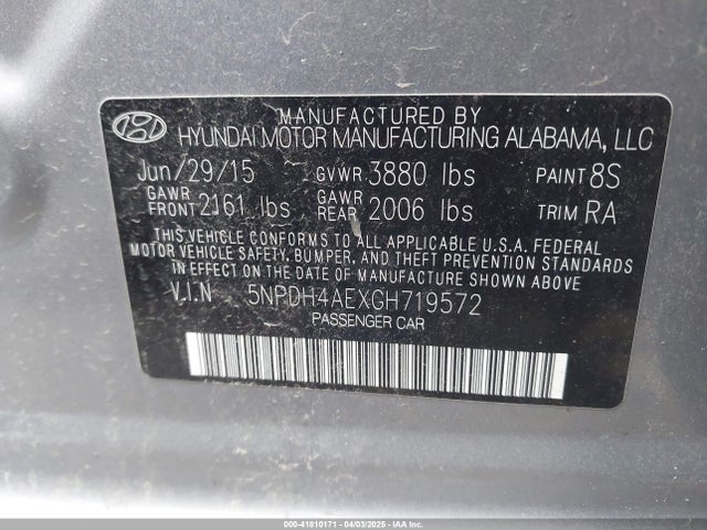 Hyundai ELANTRA SE 2016 5NPDH4AEXGH719572 Image 9