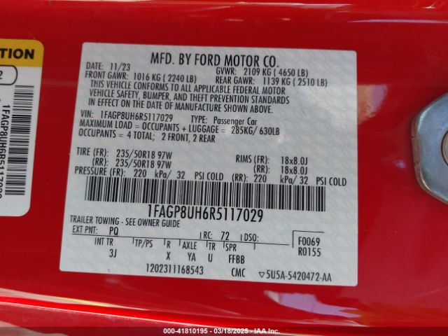 1FAGP8UH6R5117029 Ford Mustang Ecoboost Premium