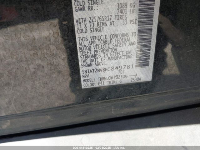 5N1AT2MV8HC849781 Nissan ROGUE SV