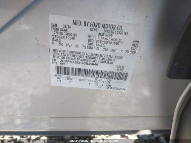 2016 FORD EDGE 2FMPK3J9XGBB59846 Photo 8