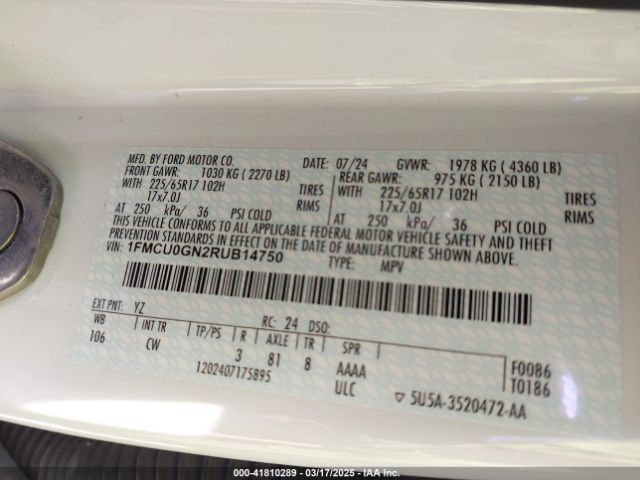2024 FORD ESCAPE 1FMCU0GN2RUB14750 Photo 8