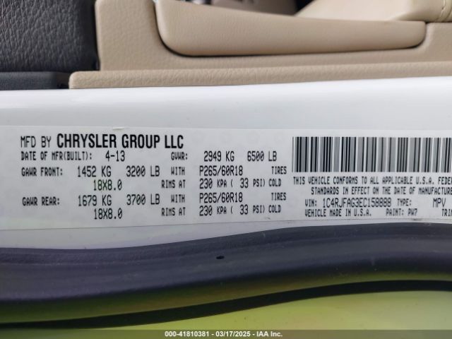 1C4RJFAG3EC158888 Jeep Grand Cherokee Laredo