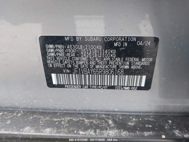 JF1VBAY65R9806168 Subaru Wrx Tr