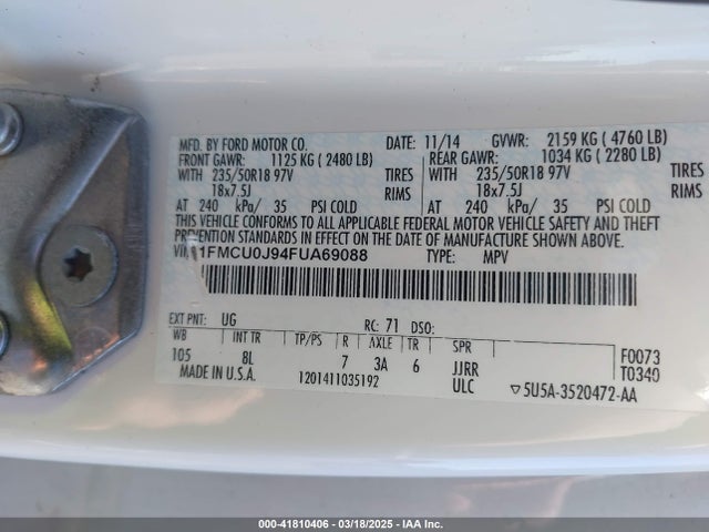 Ford Escape Titanium 2015 1FMCU0J94FUA69088 Image 9