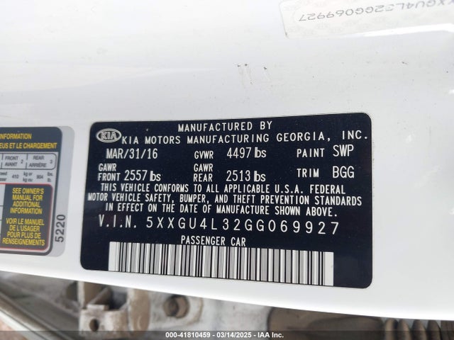 5XXGU4L32GG069927 KIA OPTIMA EX