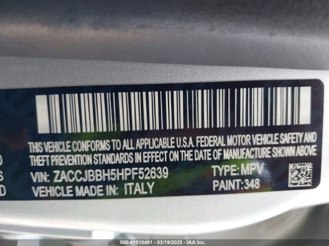 ZACCJBBH5HPF52639 Jeep Renegade Altitude 4x4