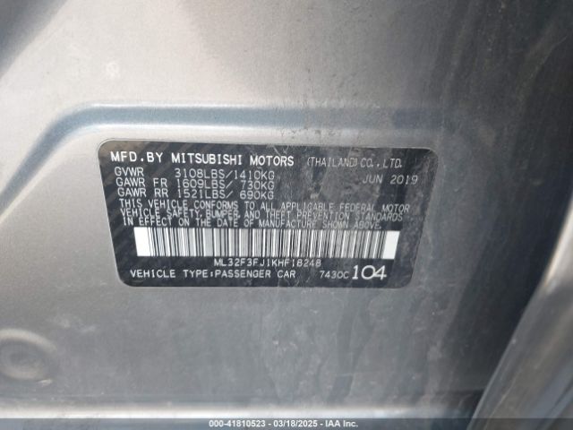 2019 MITSUBISHI MIRAGE G4 ML32F3FJ1KHF18248 Photo 8