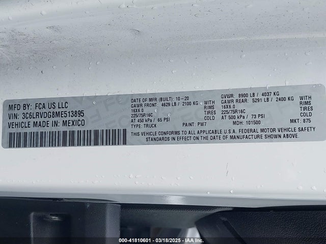 3C6LRVDG8ME513895 RAM Promaster 2500