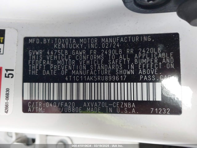 4T1C11AK5RU899617 Toyota CAMRY LE