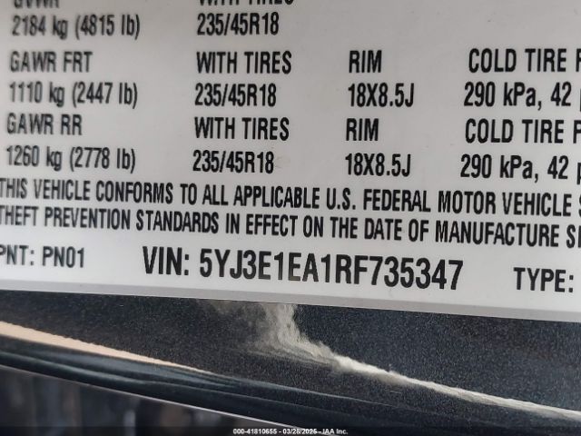 5YJ3E1EA1RF735347 Tesla Model 3 Long Range Dual Motor All-wheel Drive/rear-wheel Drive