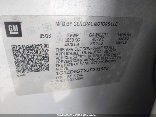 1G1ZD5STXJF241622 Chevrolet lfv - direct injection, variable valve timing, gen 1