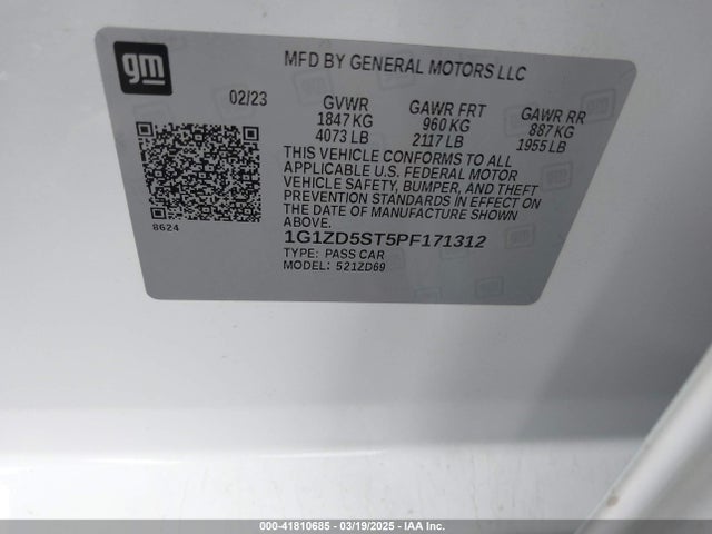 1G1ZD5ST5PF171312 Chevrolet Malibu Fwd 1lt