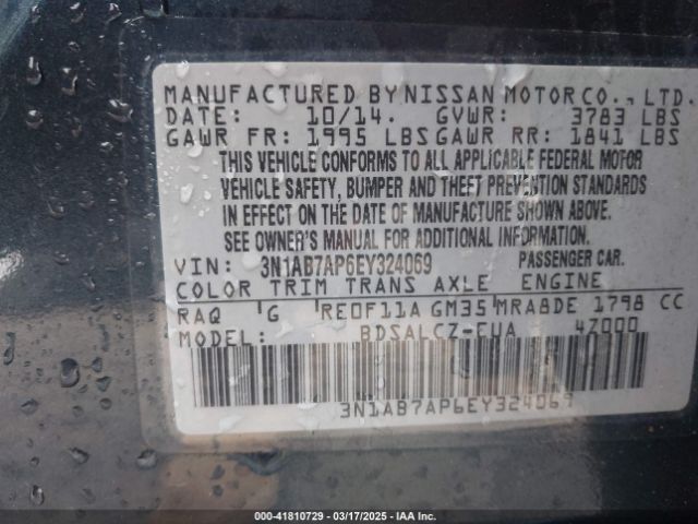 3N1AB7AP6EY324069 Nissan Sentra Fe+ S