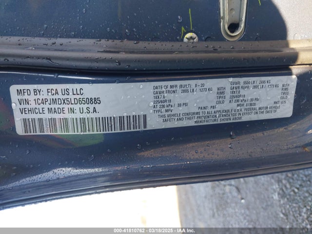 1C4PJMDX5LD650885 Jeep Cherokee Limited 4x4