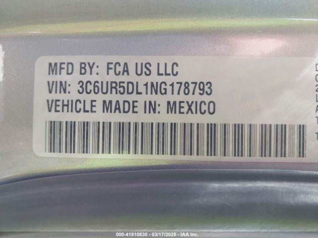 3C6UR5DL1NG178793 RAM 2500 Lone Star  4x4 6'4 Box