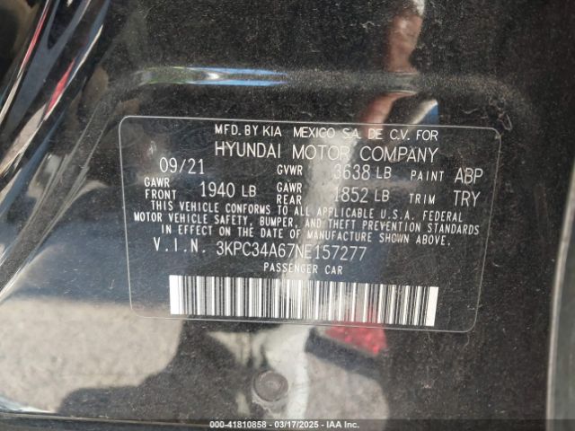 3KPC34A67NE157277 Hyundai Accent Limited