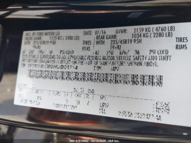1FMCU0G98HUB01714 Ford ESCAPE SE