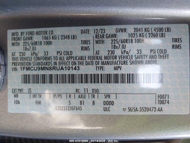 Ford dragon gtdi 2024 1FMCU9MN8RUA10143 Image 9