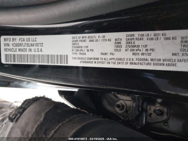 1C6SRFJT8LN419772 RAM 1500 Laramie  4x4 5'7 Box