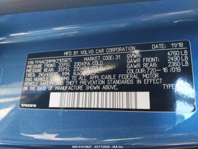 YV4AC2HM1K2105875 Volvo Xc40 T4 R-design