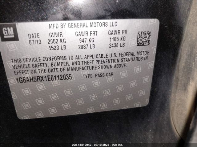1G6AH5RX1E0112035 Cadillac ATS LUXURY