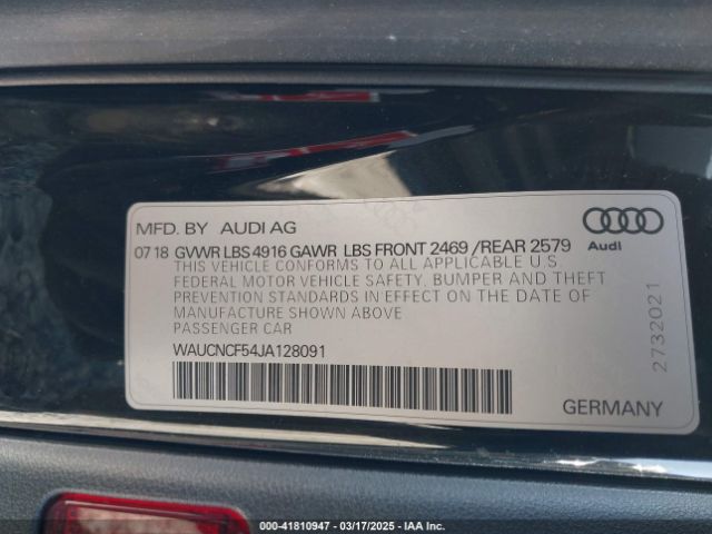 WAUCNCF54JA128091 Audi A5 2.0t Premium