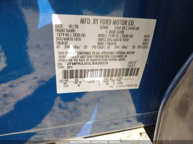 2FMPK4J93LBA55019 Ford EDGE SEL