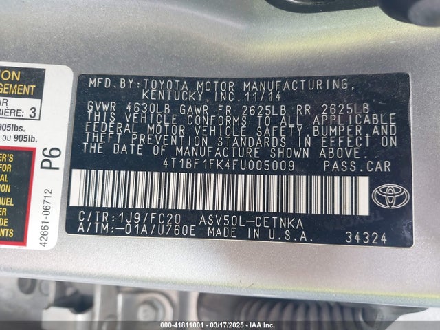 4T1BF1FK4FU005009 Toyota CAMRY LE