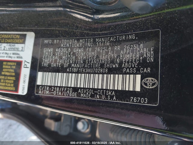 Toyota CAMRY SE 2017 4T1BF1FK9HU702808 Image 9