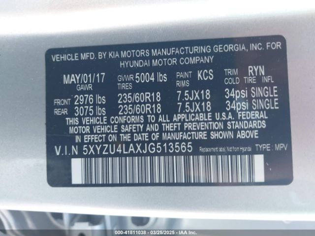 5XYZU4LAXJG513565 Hyundai Santa Fe Sport 2.0t