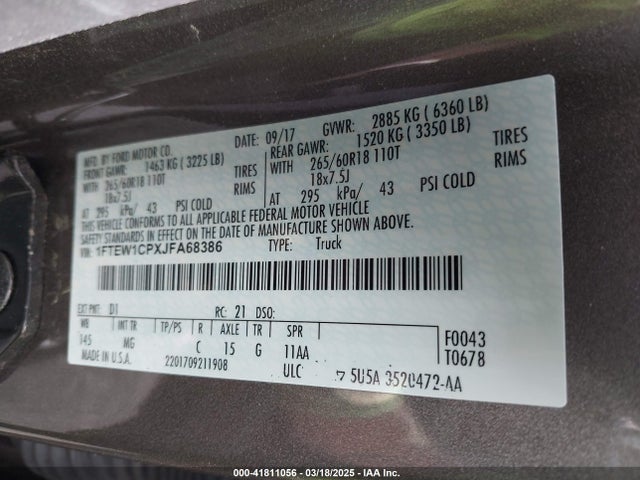 Ford F-150 Xlt 2018 1FTEW1CPXJFA68386 Image 9